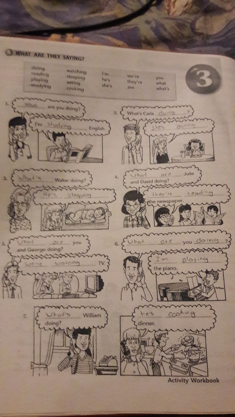 Portfolio of evidences english class: Workbook activities