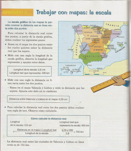 Resultado de imagen de calcular distancias usando escala de mapa