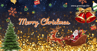 Free animated sparkling Gif Merry Christmas Santa Claus