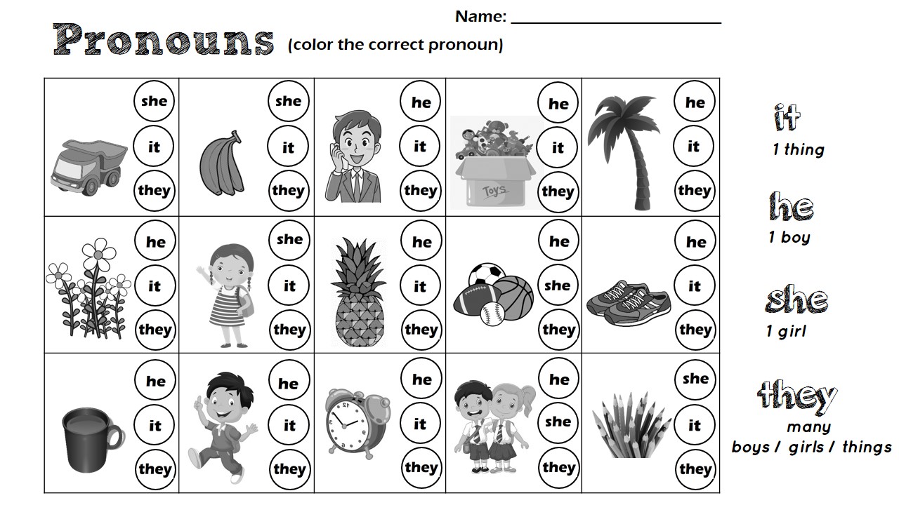 Enjoy Teaching English: PRONOUNS (he, she, it, they)