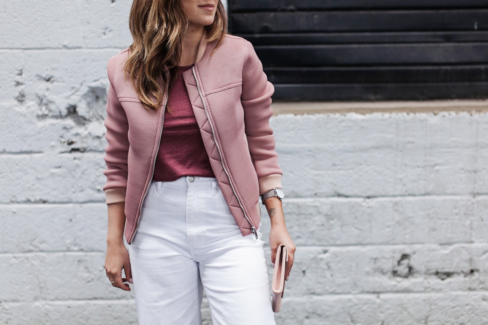 pink, style, how to style pink, blush tones, topshop, nordstrom, madewell, denim, white jeans, flatforms, platform, espadrilles, sole society, bomber jacket, outfit, fashion, blogger, blog, dc, dc blogger, influencer, inspiration