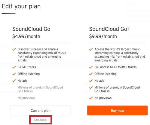 cancel subscription soundcloud go ipad android iphone given steps once done above