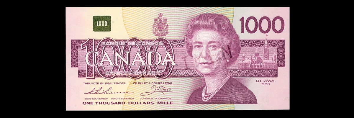 BILLIONAIRE GAMBLER\u2122: 1000 dollar bill Canadian \/ Billet de 1000 Canadien