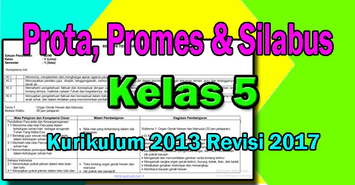 Prota Promes Sd Kelas 5 Kurikulum 2013 Revisi 2017