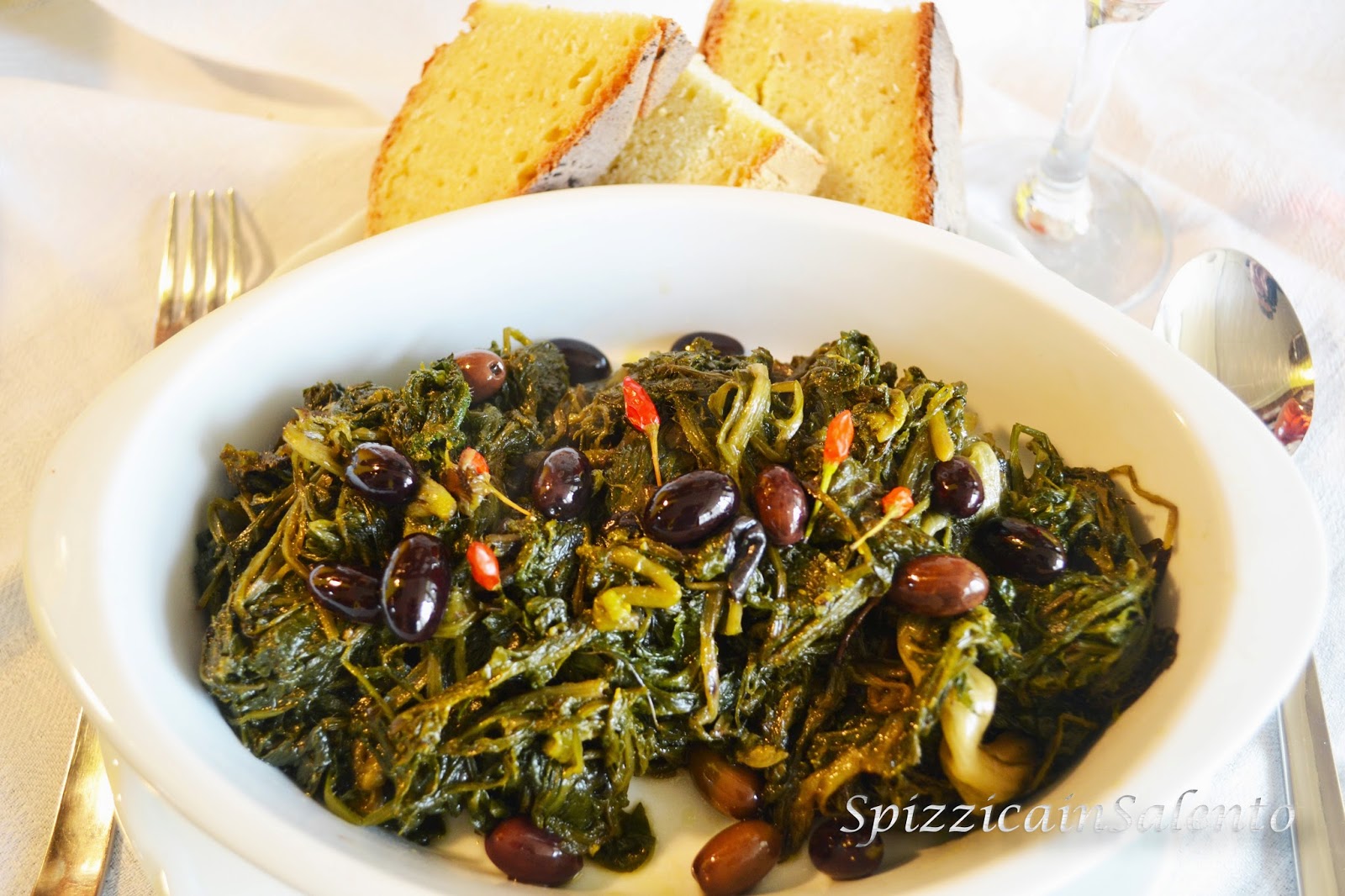 la “fritta” , herbes de pavot avec olives noires