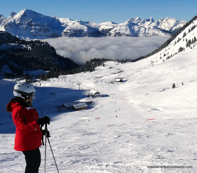Skiing Flaine: View of the Slopes / Pistes from the Chairlift