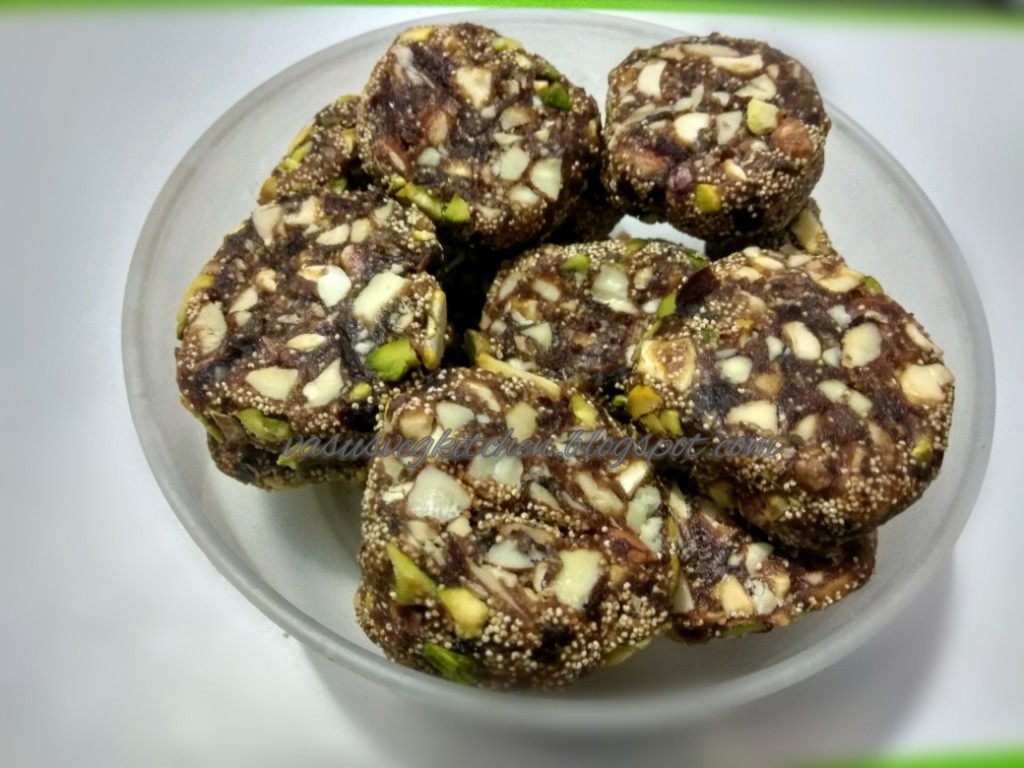 Vasusvegkitchen Dates and dry fruit barfi, khajur and dry fruit barfi, How to prepare dates and