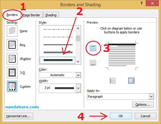 Cara Membuat Garis Kop Surat Di Microsoft Word 2007 2010 2013 2016 Nanda Hero