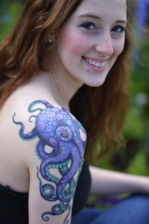 Beautiful Women with Octopus Tattoo