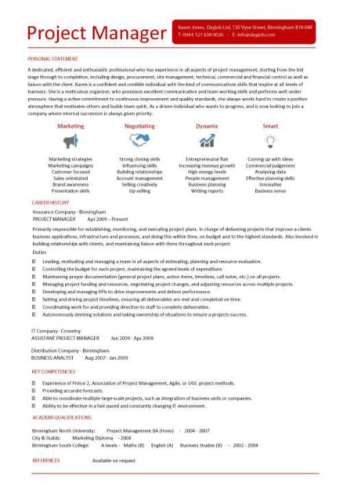 project manager resume bio