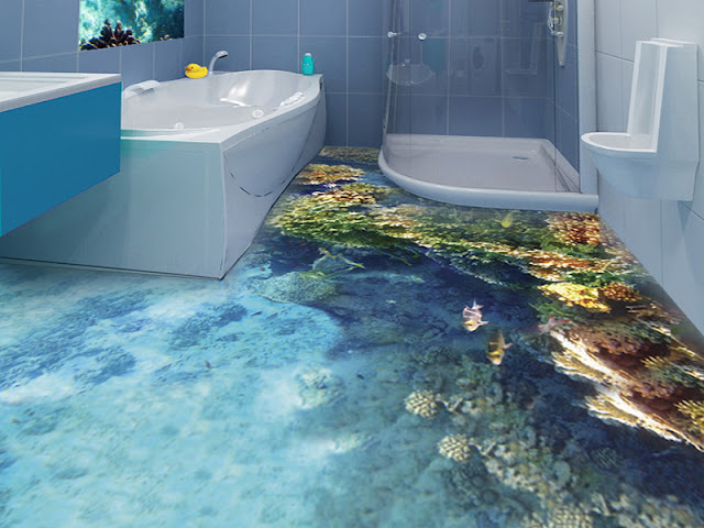 3d flooring with epoxy paint makes your bathroom like ocean 