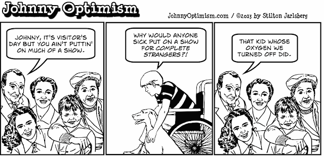 johnny optimism, johnnyoptimism, stilton jarlsberg, medical humor, sick jokes, hospital, black humor, visitors