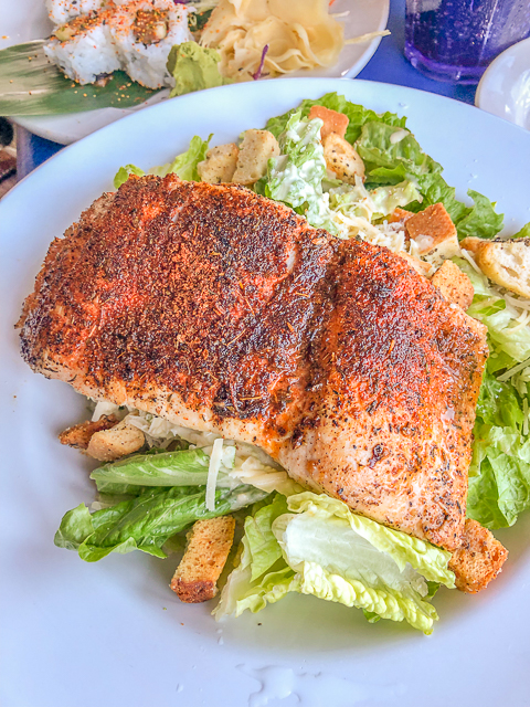Blackened Salmon Caesar Salad - Kingfish Grill On the Water - St. Augustine, FL Blackened Salmon Caesar Salad