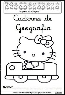 Hello Kitty Capa caderno geografia Hello Kitty