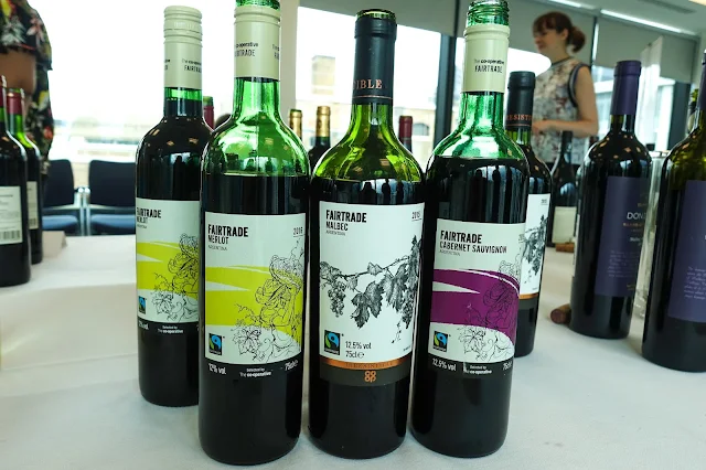 A  selection of 3 Fairtrade wines from Coop including a bottle of Merlot, Malbec and Cabernet Sauvignon
