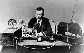 Guglielmo Marconi photographed during the first transatlantic  wireless transmission on 1901