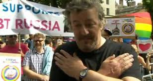 Stephen Fry, demonstrating his symbolic protest