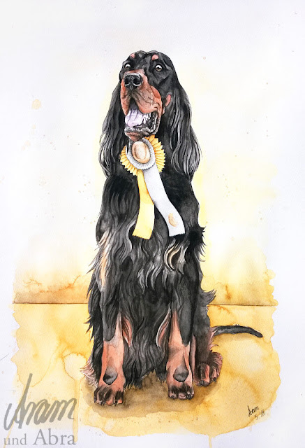 Gordon Setter Nala, Aquarell nach Fotovorlage, DIN A3 Gordon Setter Nala, Aquarell nach Fotovorlage, DIN A3