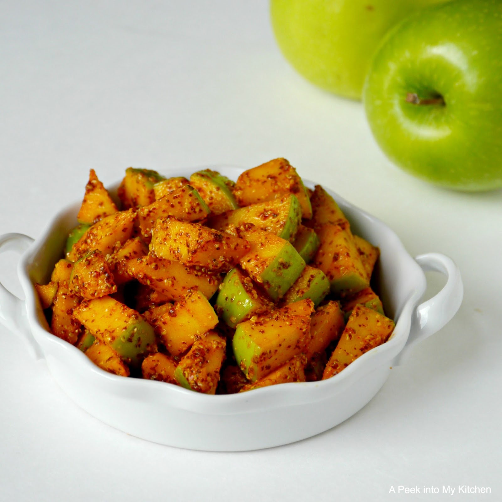 A Peek into My Kitchen Instant Apple Oorugai (Pickle) Day 78