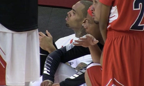 Chris Brown Refuses To Stand During National Anthem At Charity Basketball Game Chris Brown Refuses To Stand During National Anthem At Charity Basketball Game