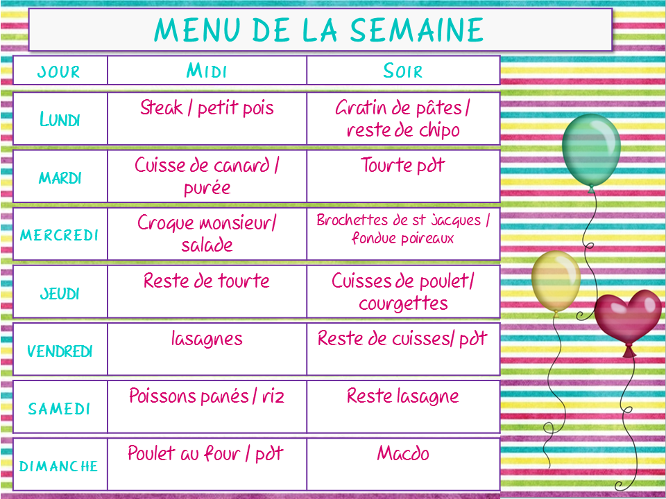 Menu De La Semaine Pas Cher Pour 4