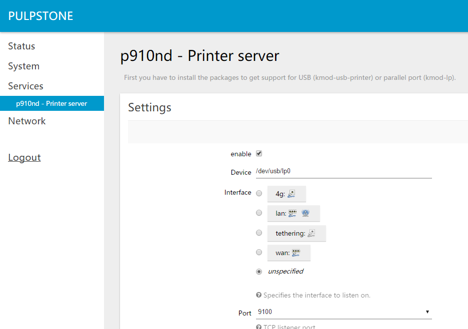 openwrt print server