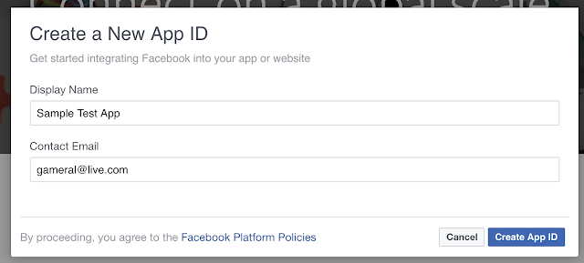 create a new app ID facebook developers