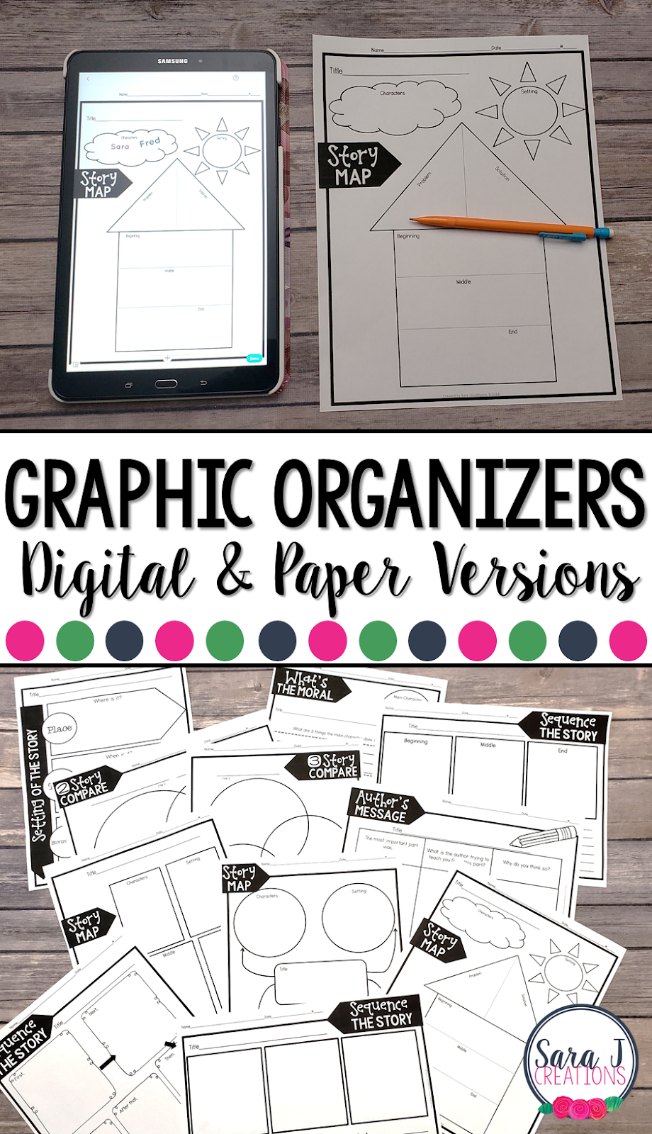 40 graphic organizers that can be printed and also includes the digital version to be used with the PicCollage App. Check out the video for tips on going paperless and using the PicCollage App.