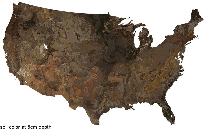 United States: Soil color at different depths