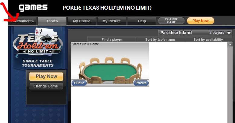 Yazino Texas Holdem Welcome Tab