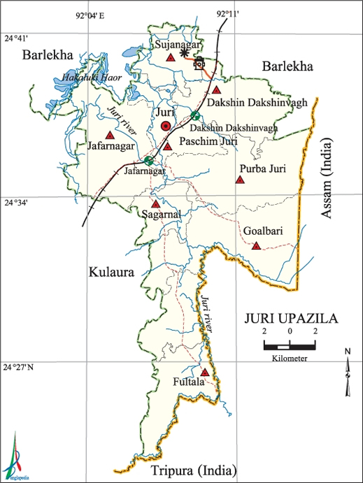Juri Upazila Map Moulvibazar District Bangladesh