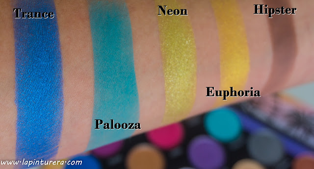 Paleta FESTIVAL de BH Cosmetics: Info, swatches y 3 looks con ella. 07 swatches paleta 03