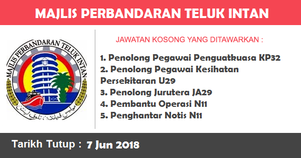Jawatan Kosong di Majlis Perbandaran Teluk Intan (MPTI) Jawatan Kosong di Majlis Perbandaran Teluk Intan (MPTI)