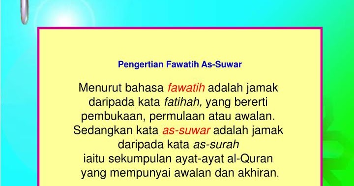 Fawatih As Suwar Pendidikan Islam Tingkatan 1 Smk Jabi
