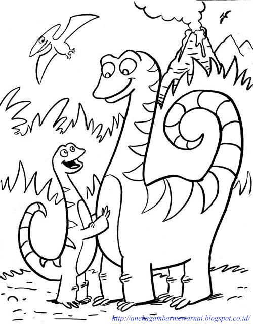  Gambar  Mewarnai Dinosaurus Untuk Anak PAUD dan TK