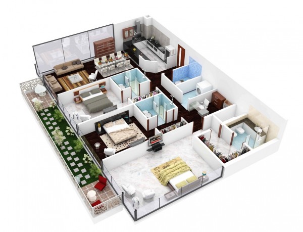Denah Desain Rumah Mewah Modern 3D Denah Desain Rumah Mewah Modern 3D