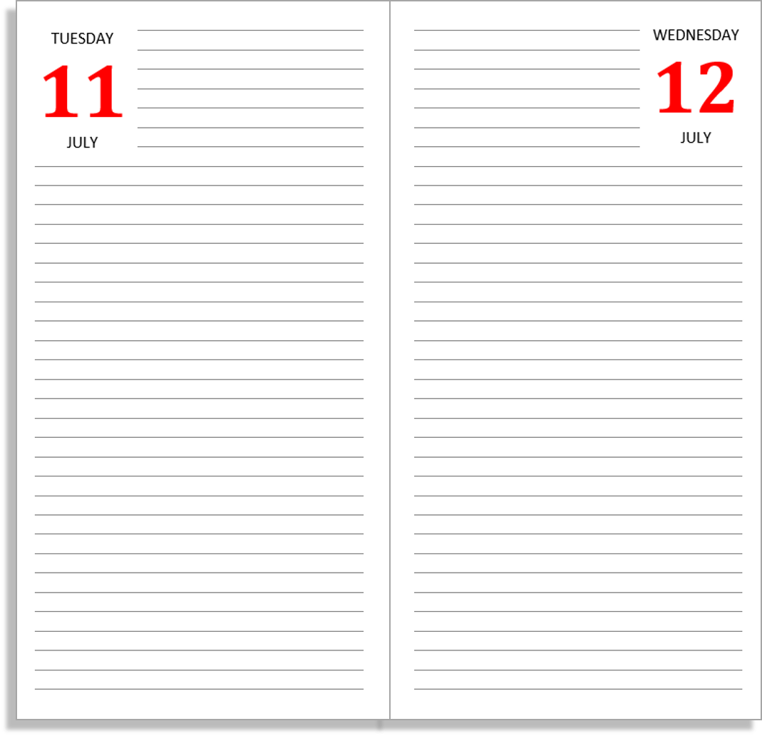 one day diary So you can create your own custom made diary, one that works for you your seven-day schedule laid down each page with just enough space to scribble. one day diary So you can create your own custom made diary, one that works for you your seven-day schedule laid down each page with just enough space to scribble.
