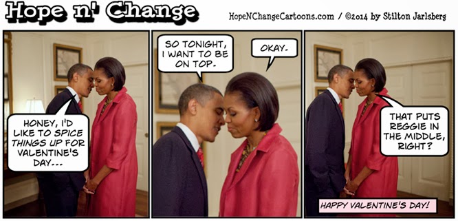 obama, obama jokes, cartoon, humor, political, michelle, valentine, valentine's day, gay, reggie love, sex, stilton jarlsberg, hope and change, hope n' change, conservative, tea party