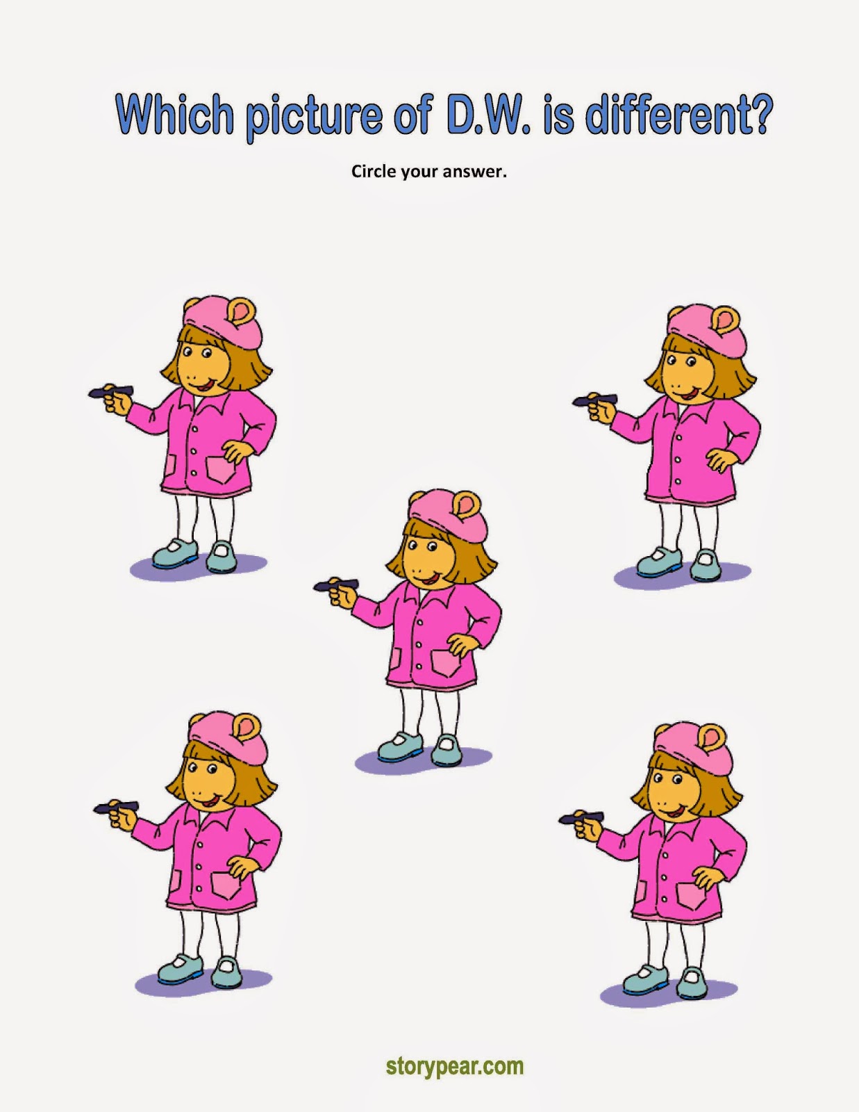 Story Pear Arthur Themed Activities featuring D.W.