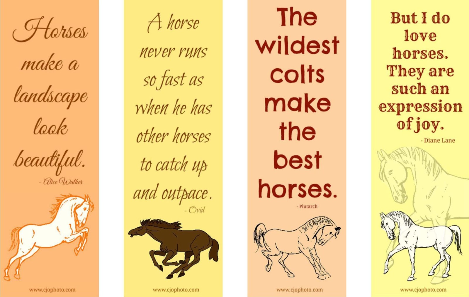 CJO Photo Printable Bookmarks Horses