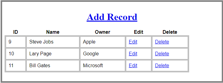 How to delete a row from database by selecting it in jsp page using button picture