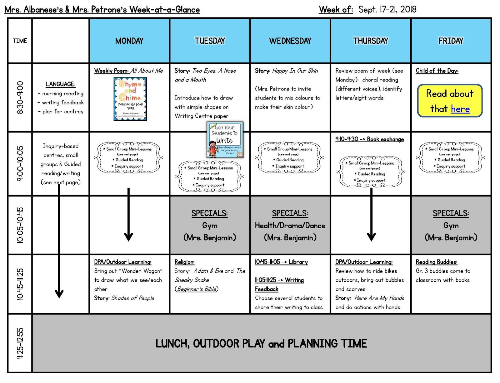 Weekly WrapUp > Sept. 1721 Mrs. Albanese's Kindergarten Class