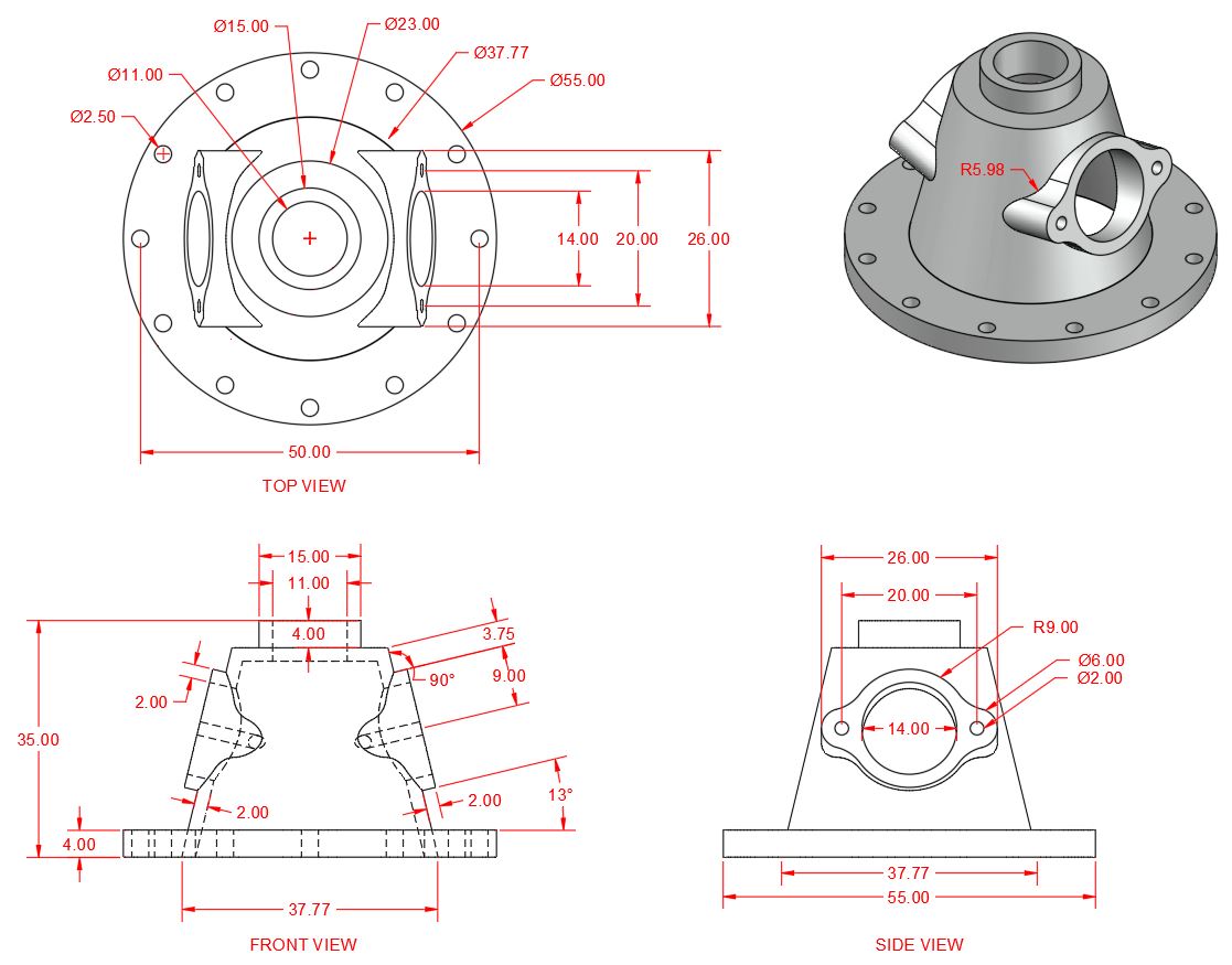 AUTOCAD NETWORK Pipe Bracket Mechanical exercise