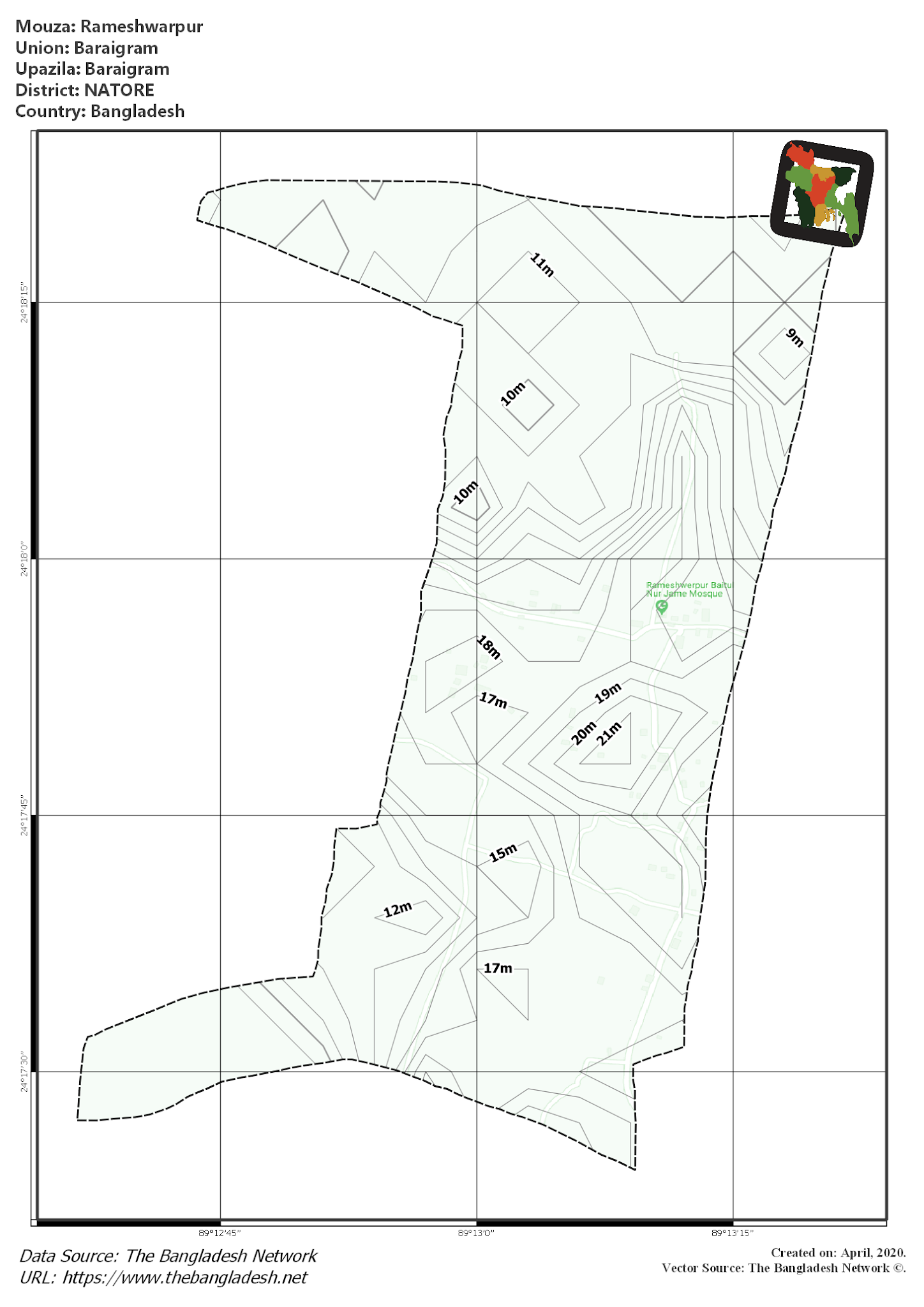 Map of Rameshwarpur Mouza of Baraigram Upazila, NATORE Map of Rameshwarpur Mouza of Baraigram Upazila, NATORE, Bangladesh.
