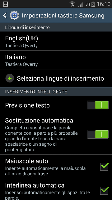 Impostazioni tastiera Android Galaxy S6