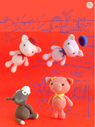 Three little pigs and the big bad wolf Crochet pattern