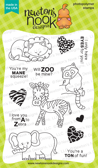 Wild About Zoo - 4x6 Zoo Animals Valentine Stamp set by Newton's Nook Designs