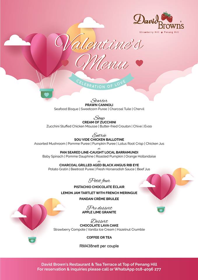 Valentine Day Celebration at David Brown's Restaurant Penang Hill