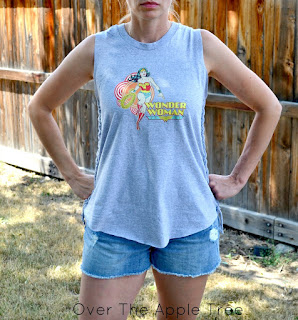 DIY No Sew Muscle Shirt, Ladies Muscle Shirt by Over The Apple Tree