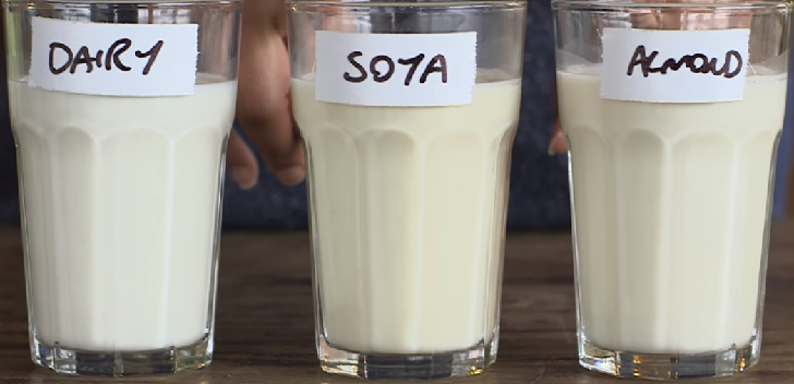 Dairy, Soya, and Almond Milk